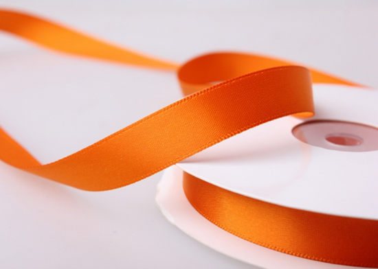 Лента атласная,  оранжевая, 1 см