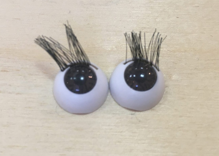 Глазки для игрушек круглые с ресницами, карие, d 13 мм, пара