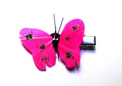 Бабочка на прищепке, розовая, 3 см