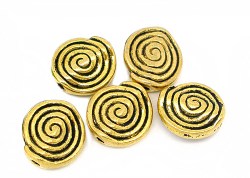 Античное золото, спейсер диск со спиралью, 12*11 мм, 5 шт
