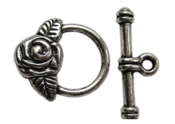 Античное серебро, тоггл с розой, 19*17 мм и 23*8 мм, 2 шт