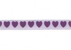 Лента атласная ALP-061, сердечки фиолетовые, 0,6 см