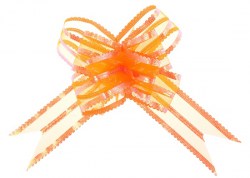 Бант - бабочка №5, флизелин с блестками оранжевый, 5 см