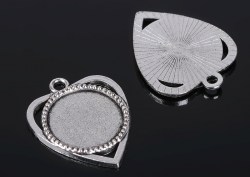 Черненое серебро, сеттинг - круг в сердце JC-630, 18 мм