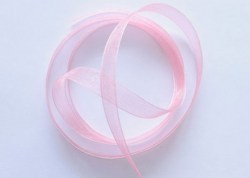 Лента органза, 1 см, бледно-розовый (050), 1 м
