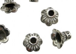 Античное серебро, шапочка для бусин, колокольчик, 12*9 мм