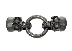 Черный никель, замок-концевик с кольцом, череп, 62 мм