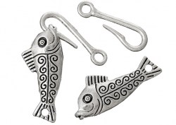 Античное серебро, замок-крючок рыба, 54*14 мм