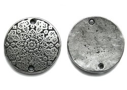 Античное серебро, коннектор 1+1,  круглый, 19 мм, 2 шт